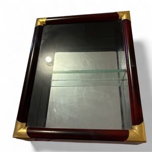 Vintage Wood Glass Wall Display Shadow Box Hinged Door Shelf 10x8